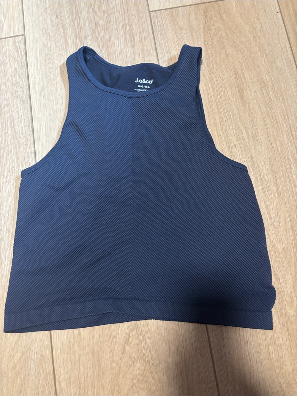 Jo&co Navy Ribbed Crop Tank